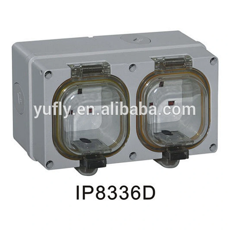 UK standard 13A double gang waterproof wall switch socket