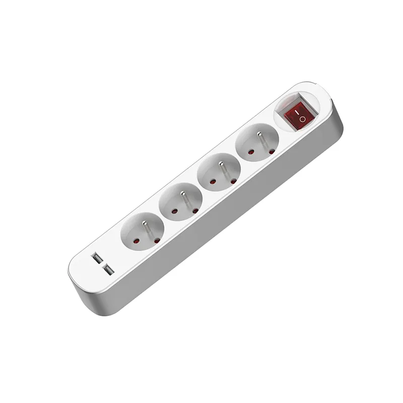 Top quality surge protector French power strip extension socket with white switch with USB With Children protectors(shutter)