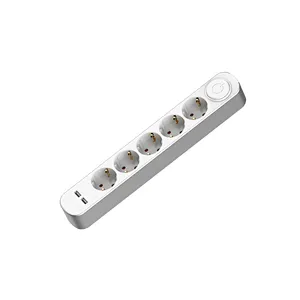 Top quality surge protector Germany power strip extension socket with white switch with USB With Children protectors(shutter)