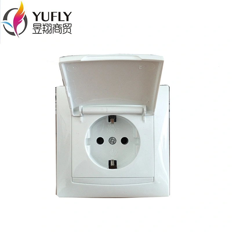 Hot sale EU standard 16A 1 gang with protection cover wall housing home electrical socket