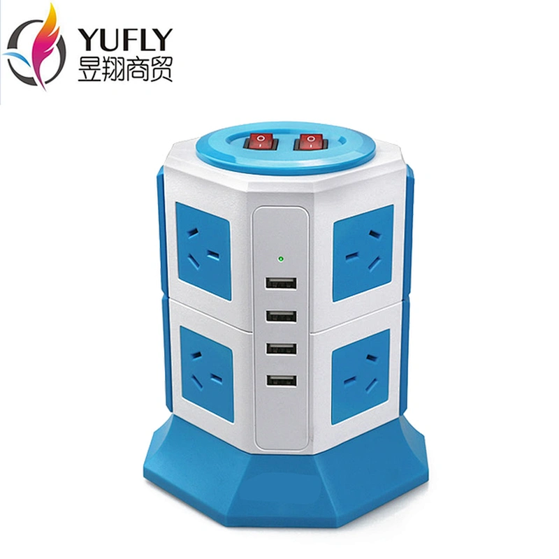 Tower Power Strip  8 Socket AU Outlet Plug with 4 USB Smart Charger Protector Multi-outlet Power Strip