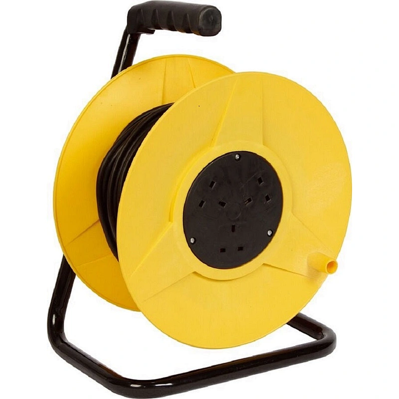 50m small british type extension cord reel electric socket hand hold 4Outlets extension cable reel