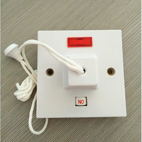 British standard white range 45A D.P. pull switch W/NEON