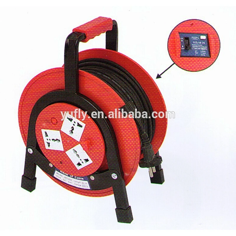 50m UK small electric socket hand hold 4Outlets 250V 16A extension cable reel cable drum