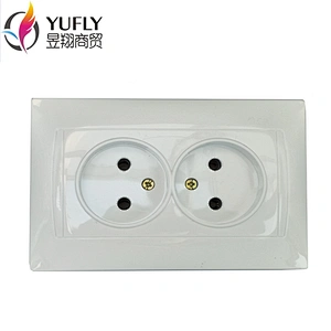 Hot sale EU standard 16A 2 gang 2 pin wall electrical pc white socket
