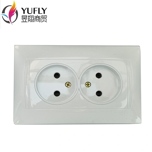 Hot sale EU standard 16A 2 gang 2 pin wall electrical pc white socket