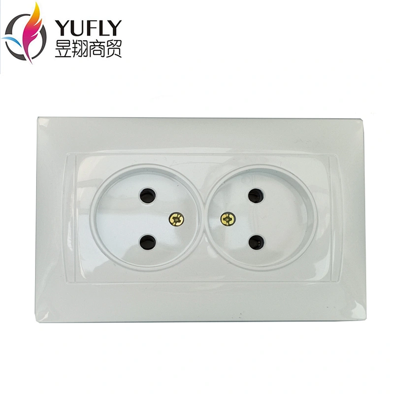 Hot sale EU standard 16A 2 gang 2 pin wall electrical pc white socket