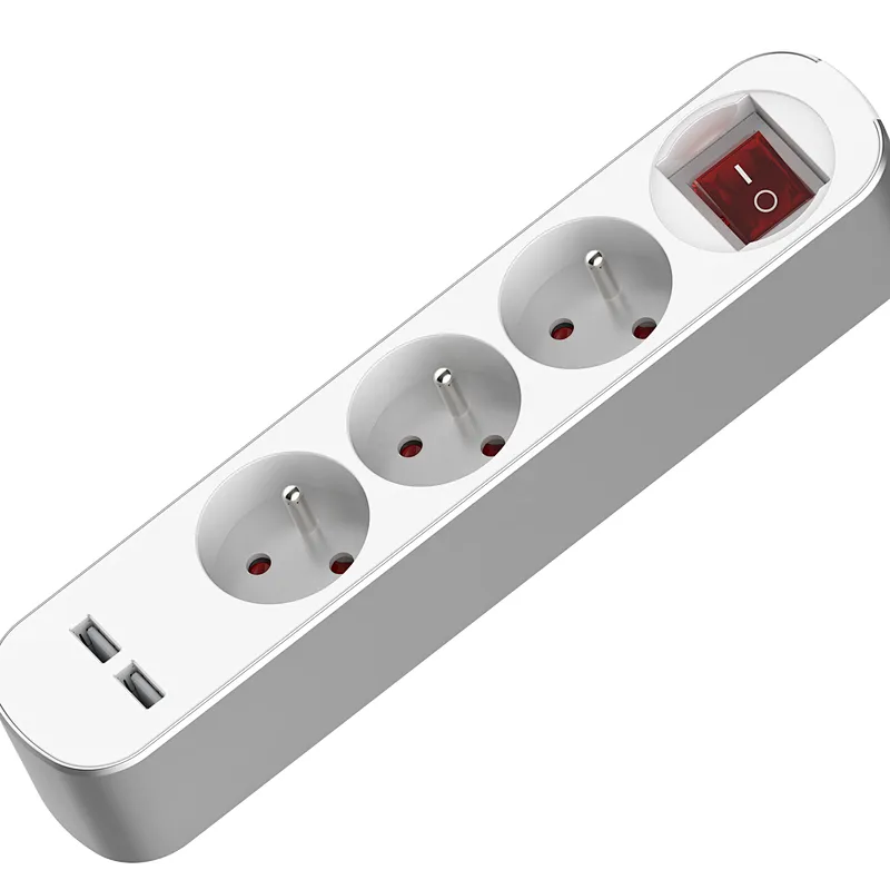 Top quality surge protector French power strip extension socket with white switch with USB With Children protectors(shutter)