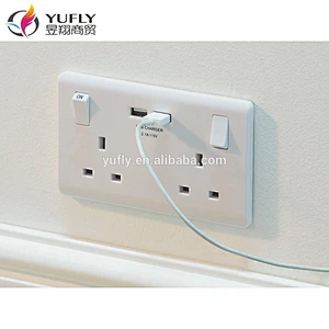 British 13A double USB electric wall power switched socket