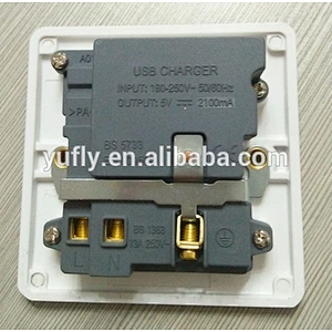 2020 hot sale british standard one gang 1 USB port 13A wall power switched socket UK switch with usb switch