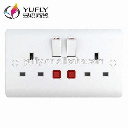 2 gang 13A double pole/single gang with neonelectric wall switched socket