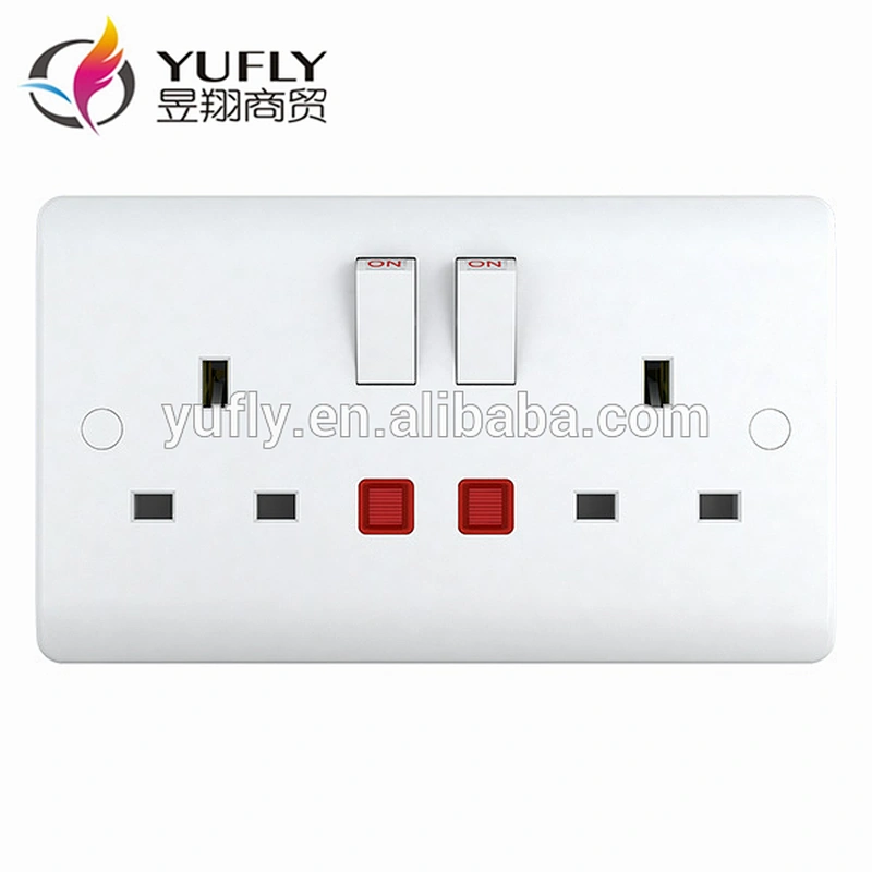 2 gang 13A double pole/single gang with neonelectric wall switched socket