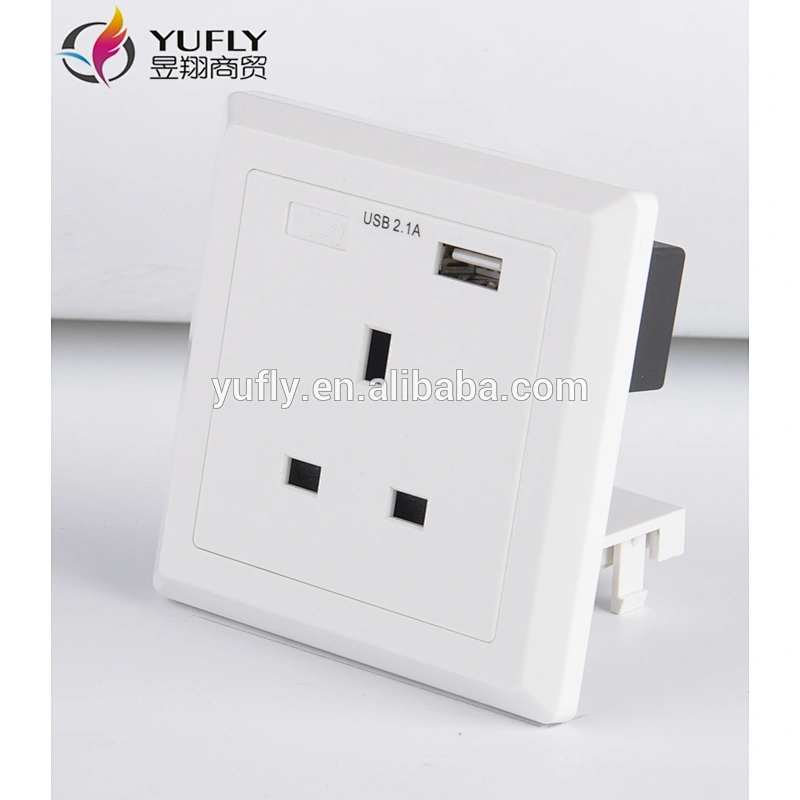 Hot sale UK standard one gang 1 USB port 13A wall power switched socket bakelite switch with usb port switch
