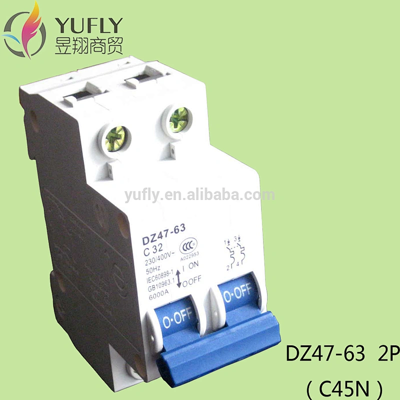 DZ47 2P 63A AC 230V 400V Circuit breaker MCB Household air switch C type without leakage