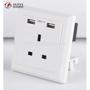 Hot sale UK standard one gang 1 USB port 13A wall power switched socket bakelite switch with usb port switch