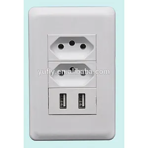13A double USB charger port Brazil insert wall power switched socket