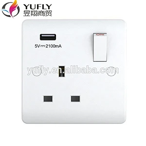 2020 hot sale british standard one gang 1 USB port 13A wall power switched socket UK switch with usb switch