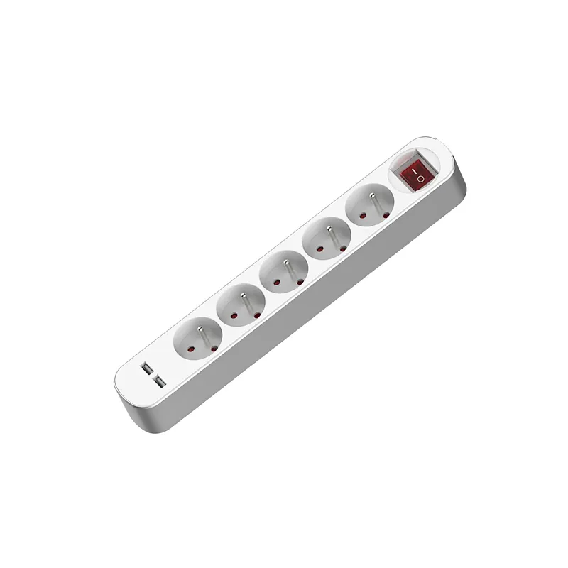 Top quality surge protector French power strip extension socket with white switch with USB With Children protectors(shutter)