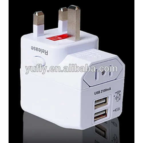 2015 popular UK/US/AUS/EU to South Africa plug universal travel adaptor with dual usb charger, dual usb plug adapter