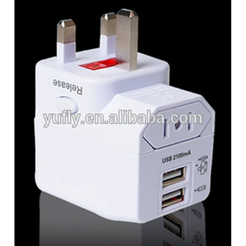 2015 popular UK/US/AUS/EU to South Africa plug universal travel adaptor with dual usb charger, dual usb plug adapter