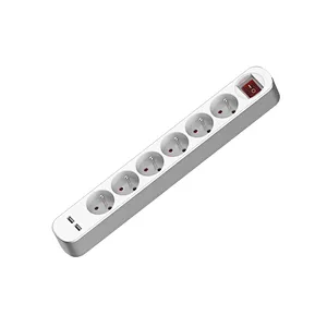 Top quality surge protector French power strip extension socket with white switch with USB With Children protectors(shutter)