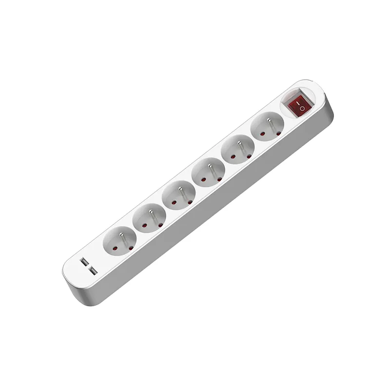 Top quality surge protector French power strip extension socket with white switch with USB With Children protectors(shutter)