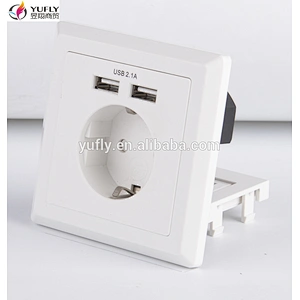 Germany standard one gang 2 USB port 16A wall power switched socket