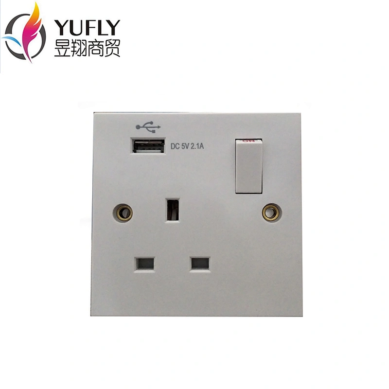 Hot Sale UK 1G 13A wall universal USB power switched socket wall switch and socket