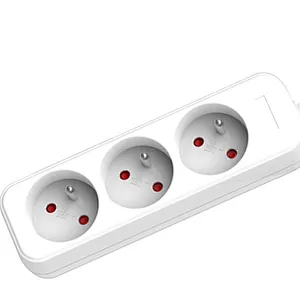 3 way French surge protection power strip electrical  extension cables socket With Children protectors(shutter)