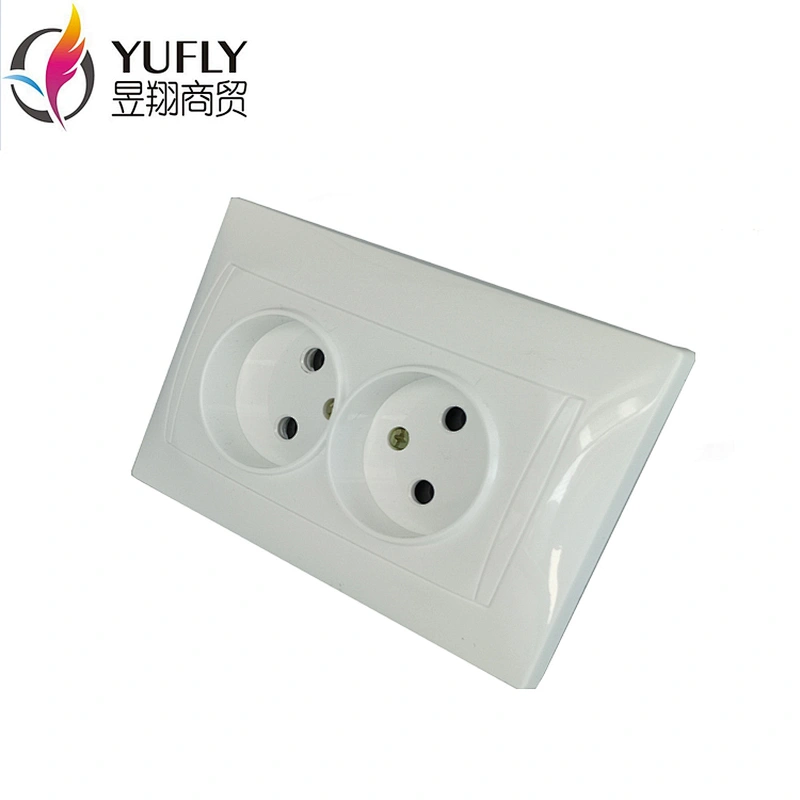 Hot sale EU standard 16A 2 gang 2 pin wall electrical pc white socket