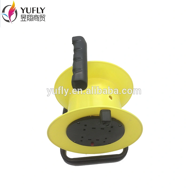 High Quality 4 Socket-outlets UK Type retractable cable reel drum plastic electric cable reel
