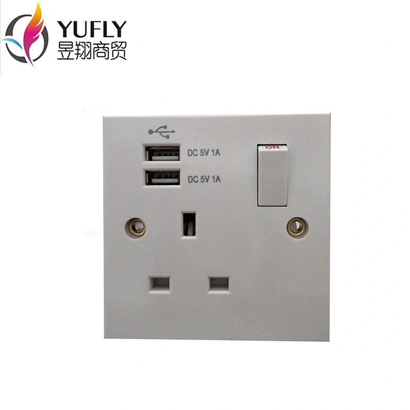 Hot Sale UK 1G 13A wall universal USB power switched socket wall switch and socket