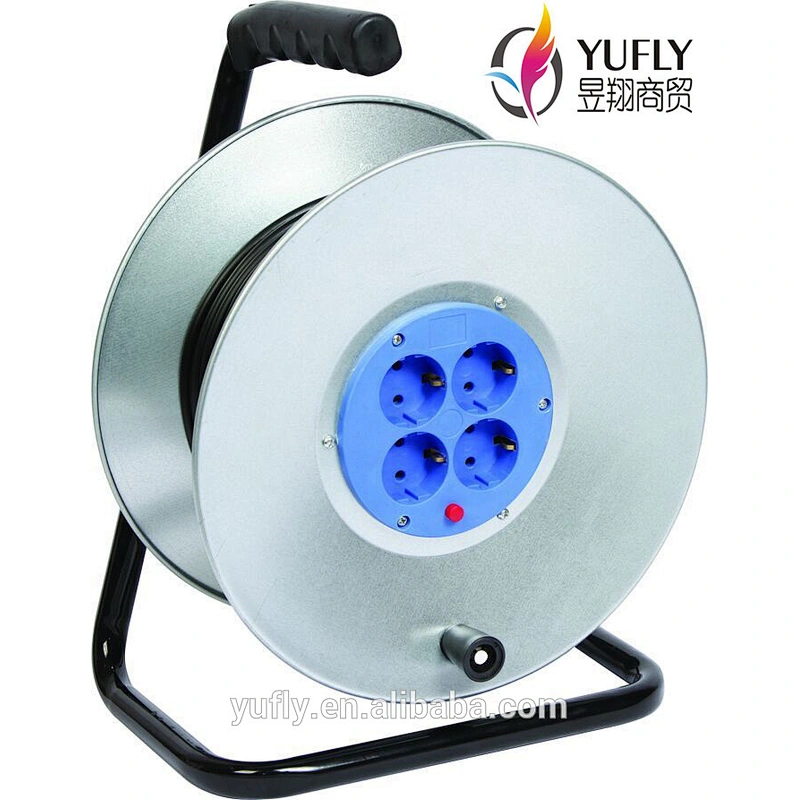 electric extension cable reel with four socket outlet switch european standard cable reel