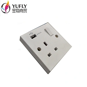 Hot Sale UK 1G 13A wall universal USB power switched socket wall switch and socket