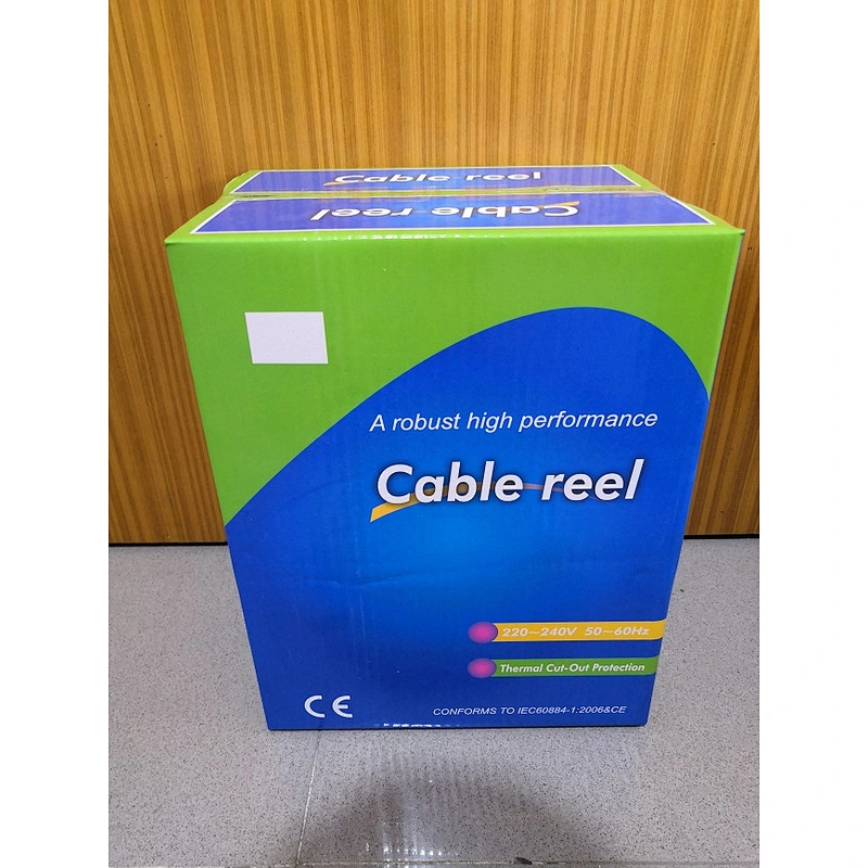 50m small british type extension cord reel electric socket hand hold 4Outlets extension cable reel