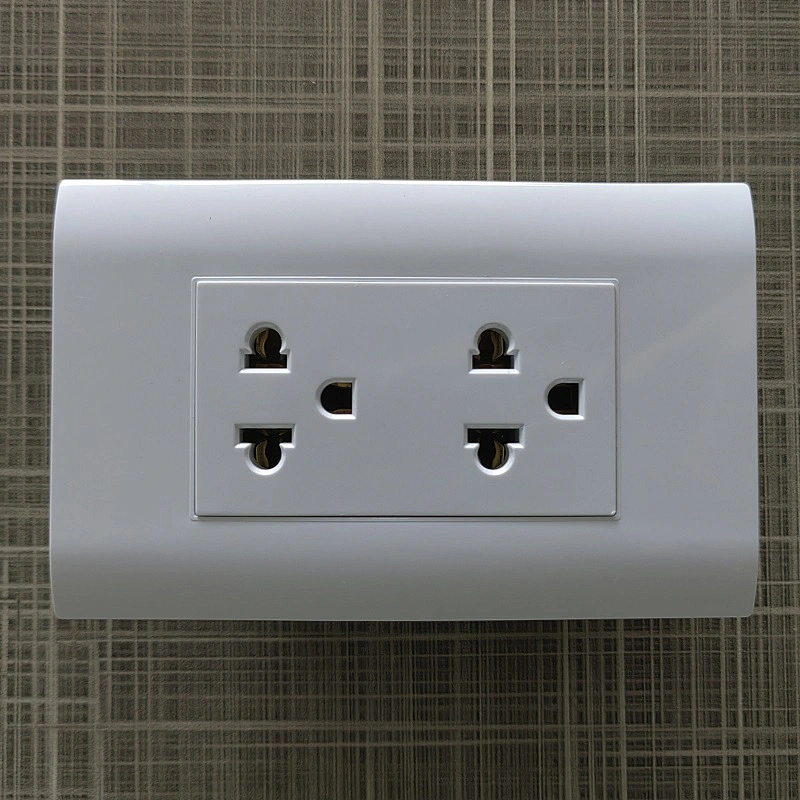 16A 3-pin *2 South America Standard 110/250V White Color Wall Socket