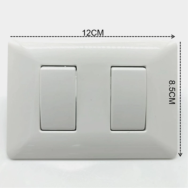Wall Switch 2gang 3Way for Home Office White Color ABS Material