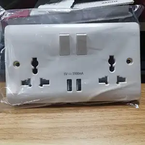 16A 2 Gang Universal Socket With  2USB Outlet 3.1AmP