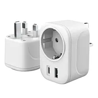 European Travel Plug Adapter EU to UK International Power Adaptor with USB C EU Outlets 3 in 1 plug adapter