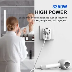European Travel Plug Adapter EU to UK International Power Adaptor with USB C EU Outlets 3 in 1 plug adapter