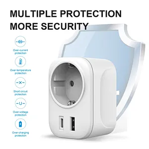 European Travel Plug Adapter EU to UK International Power Adaptor with USB C EU Outlets 3 in 1 plug adapter