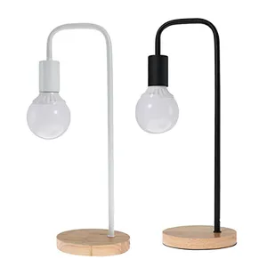 Nordic modern desk table lamp art bedroom contracted students wood desk lamp with Led charging eye protection