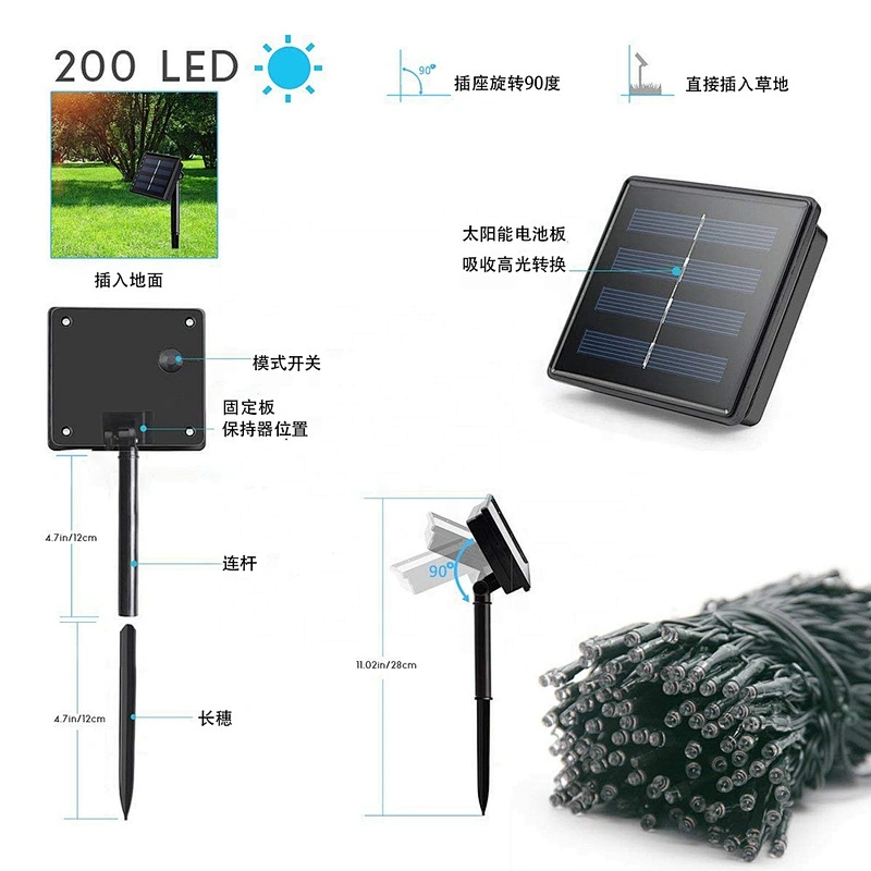 100LED Warm White Holiday Decorative Garden Waterproof Solar LED string light, Solar Energy lamp
