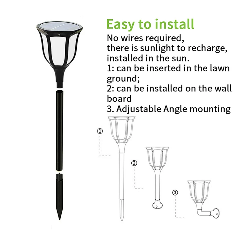 Solar Light Outdoor RGB LED Color Changing Flickering Flame Torches Dusk to Dawn Waterproof Landscape Light