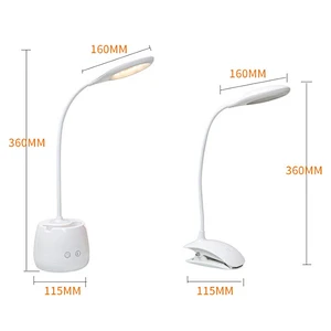 Newest Design Eye Protection 3 Levels Reading Desk Lamp USB Rechargeable LED Modern Table Lamp with Pen Holder