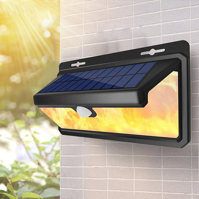 Solar Trilaterally Emitting 158LED Flame Style Security waterproof outdoor led solar powered garden lamp