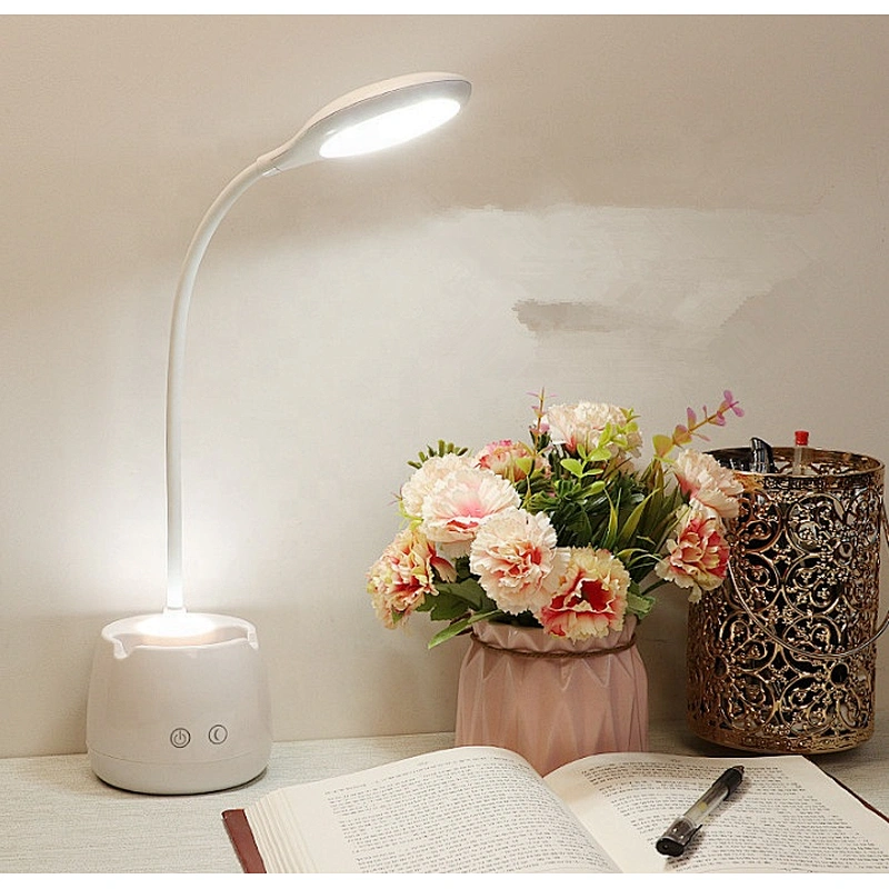 Newest Design Eye Protection 3 Levels Reading Desk Lamp USB Rechargeable LED Modern Table Lamp with Pen Holder