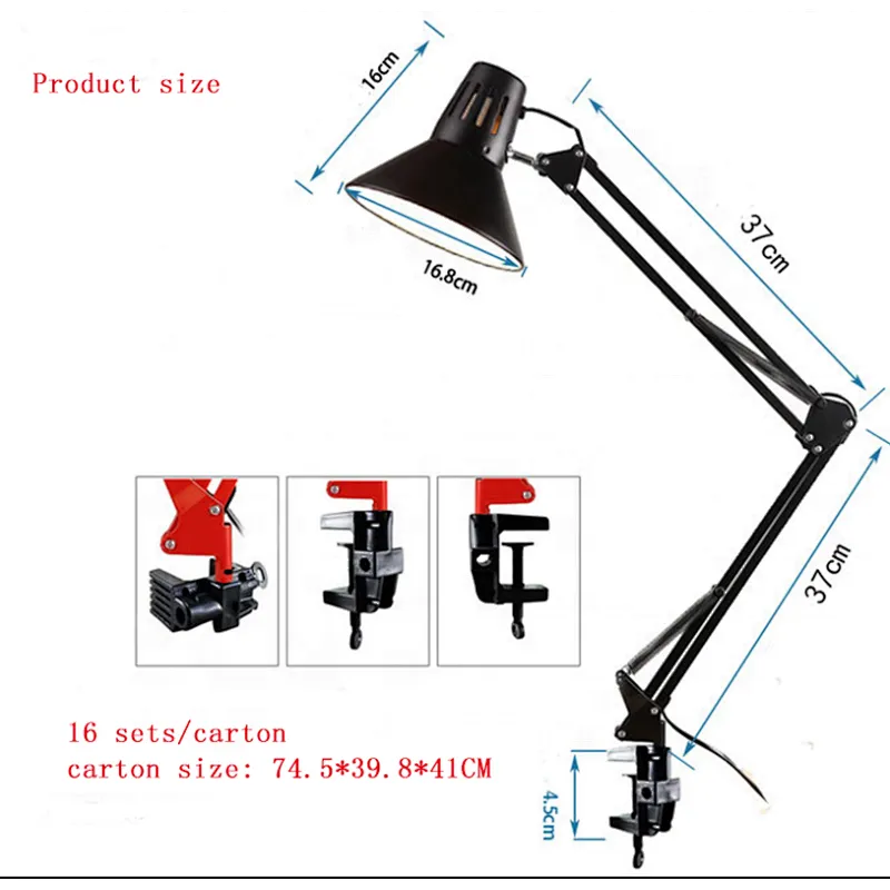 Hot Sale New design popular Metal plastic EU socket clip reading lamp clamp on table student study Desk Lamp work Table Lamp