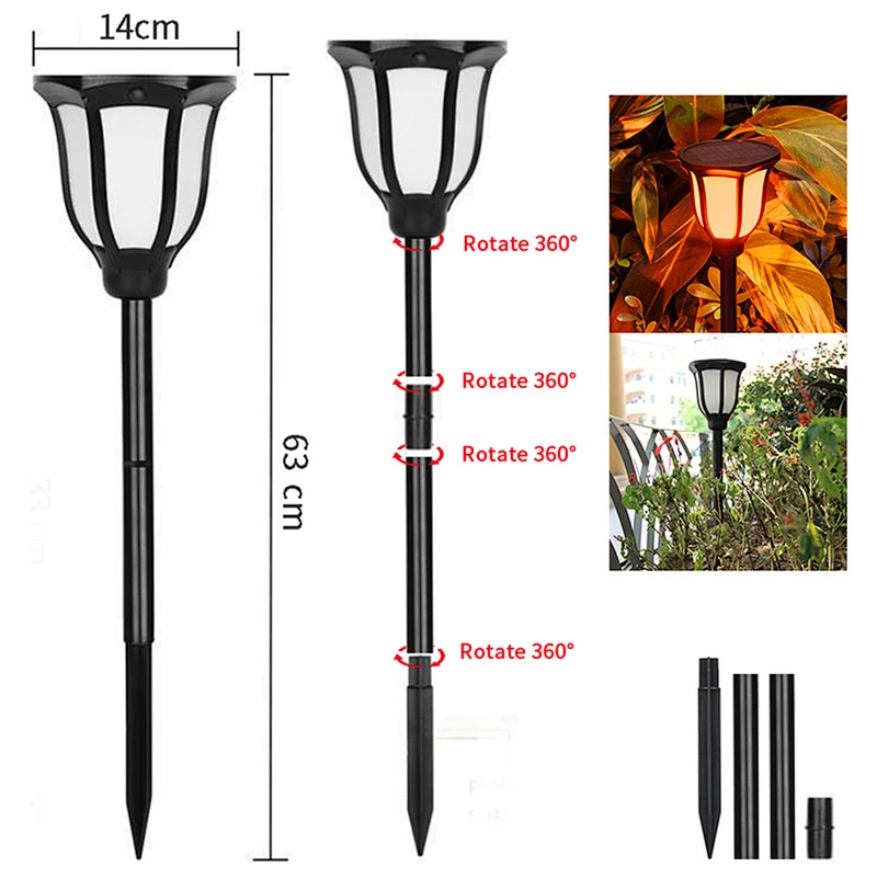 Solar Light Outdoor RGB LED Color Changing Flickering Flame Torches Dusk to Dawn Waterproof Landscape Light