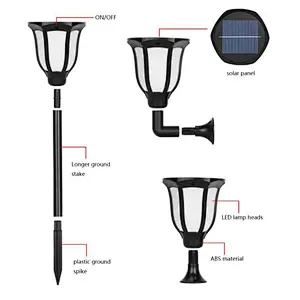 Solar Light Outdoor RGB LED Color Changing Flickering Flame Torches Dusk to Dawn Waterproof Landscape Light